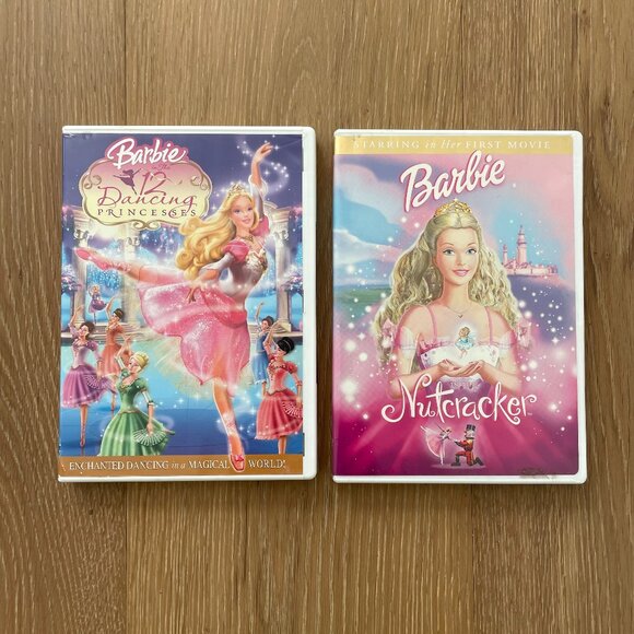 2 Vintage Barbie DVD Movie 12 Dancing Princesses 2006 Nutcracker 2001 Cartoon - Picture 1 of 8